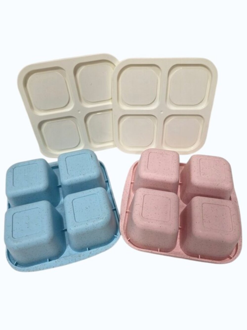 Bento Box Snack Containers/Lids Set of 2 Stackable Durable Heavy Plastic T10 - Picture 2 of 4